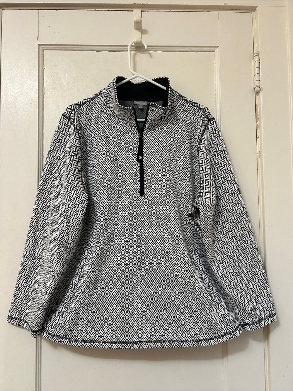 Talbots Black and White Textured Knit Sweater - Size 2X